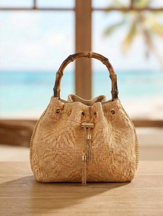 Tommy Bahama Handbags - TOMMY BAHAMA 🌴🥥 natural woven straw bucket bag